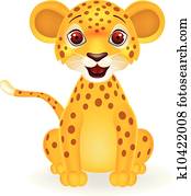 Close-up Leopard Face Front View Vector Clipart | k7052425 | Fotosearch