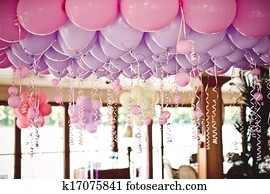 Balloons under the ceiling on wedding party Balloons under the ceiling on wedding party