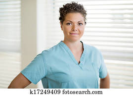 Beautiful Female Nurse In Scrubs