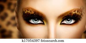Beauty Fashion Model Girl with Holiday Leopard Makeup Beauty Fashion Model Girl with Holiday Leopard Makeup