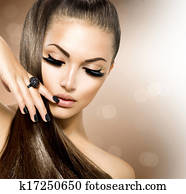 Beauty Fashion Model Girl with Long Healthy Brown Hair Beauty Fashion Model Girl with Long Healthy Brown Hair