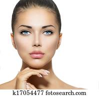 Beauty Portrait. Beautiful Spa Woman Touching her Face Beauty Portrait. Beautiful Spa Woman Touching her Face
