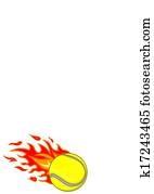 bola tênis, em, fogo