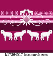 Border with a white lamb Border with a white lamb