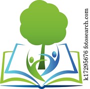 buch, baum, studenten, logo buch, baum, studenten, logo