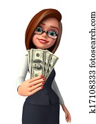 Business Woman with dollars Business Woman with dollars