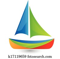 båt, med, levande, färger, logo