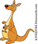 canguru, caricatura, com, bebê
