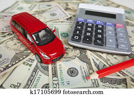 Car money and calculator.