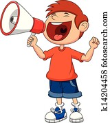 caricatura, menino, gritando, e, shouting, em