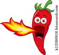 Chili Cartoon Character Breathing F Chili Cartoon Character Breathing F