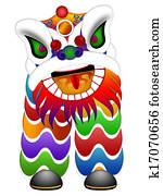 chinois, danse, lion, illustration