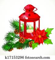 Christmas lantern with a candle Christmas lantern with a candle