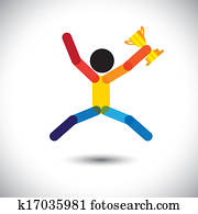 colorful vector icon of a person celebrating winning.