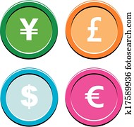 currency round icon sets