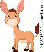 cute, burro, caricatura