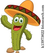 cute, cacto, caricatura, personagem