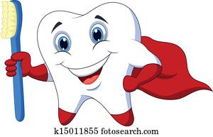 Cute cartoon superhero tooth with t Cute cartoon superhero tooth with t