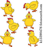 Cute chicken cartoon set