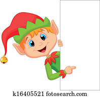 Cute christmas elf cartoon pointing Cute christmas elf cartoon pointing