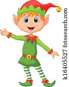 Cute christmas elf cartoon presenti Cute christmas elf cartoon presenti