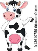 Cute cow cartoon waving hand Cute cow cartoon waving hand
