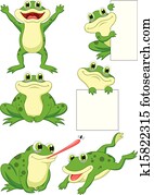 Cute frog cartoon collection set