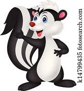 cute, gambá, caricatura, waving, mão