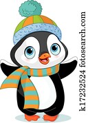 cute, inverno, pingüim