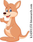 Cute kangaroo cartoon waving hand Cute kangaroo cartoon waving hand