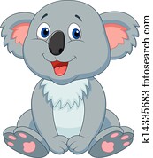 cute, koala, caricatura