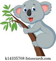 cute, koala, caricatura