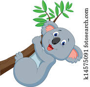 cute, koala, caricatura