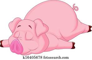 Cute pig cartoon sleeping