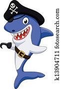 Cute pirate shark cartoon Cute pirate shark cartoon