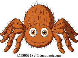 cute, tarântula, aranha, caricatura