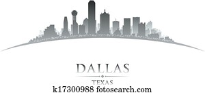 dallas, texas, pilsēta, horizonts, silhouette, balts, cēlonis