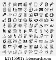 doodle communication icons set doodle communication icons set
