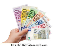 euro banknotes in hand on white%uFFFC 