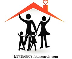 familie, und, haus, von, liebe, logo