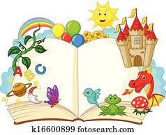 fantasie, buch, karikatur fantasie, buch, karikatur