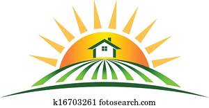 Farm House with sun logo Farm House with sun logo
