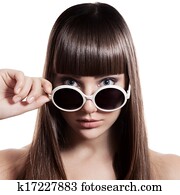 Fashion Woman With Sunglasses. Isolated