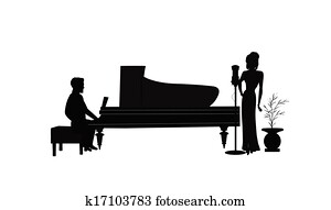 female singer with piano player female singer with piano player