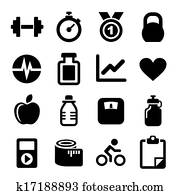 fitness, iconen, set