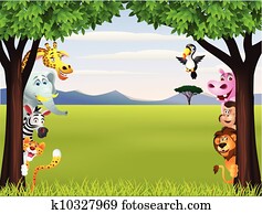 furcsa, szafari, állat, karikatúra