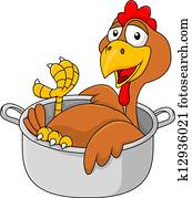 galinha, em, a, panela