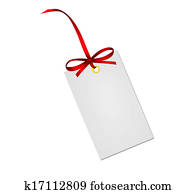 Gift card note with red ribbon bow isolated on white background Gift card note with red ribbon bow isolated on white background