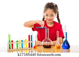 Girl making chemical experiments