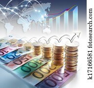 gráfico, de, modernidad del euro, -, concepto